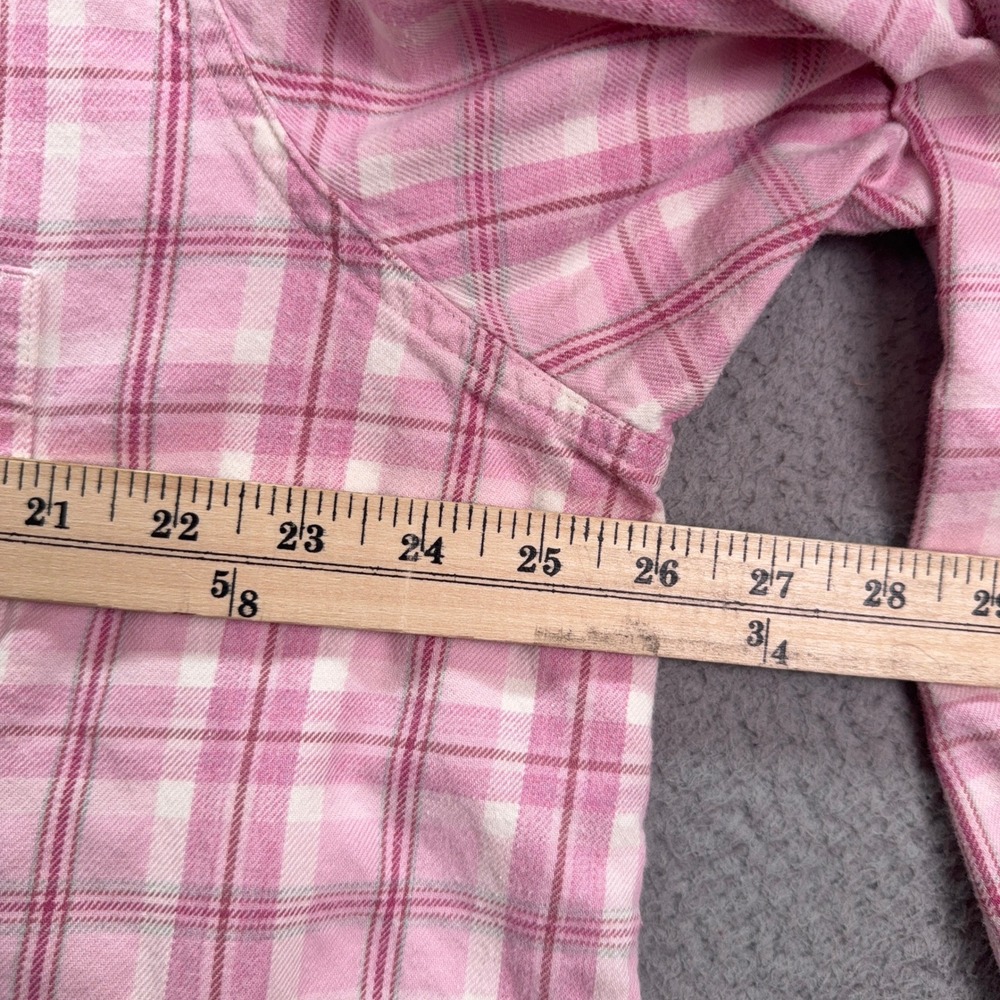 LL Bean Top Womens 3X Pink White Plaid Flannel Shirt Long Sleeve Cotton Country - Picture 7 of 8